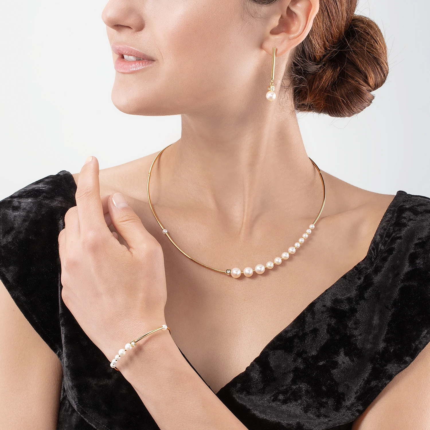 Bracelet Asymmetry Freshwater Pearls & stainless steel white-gold - Image 4