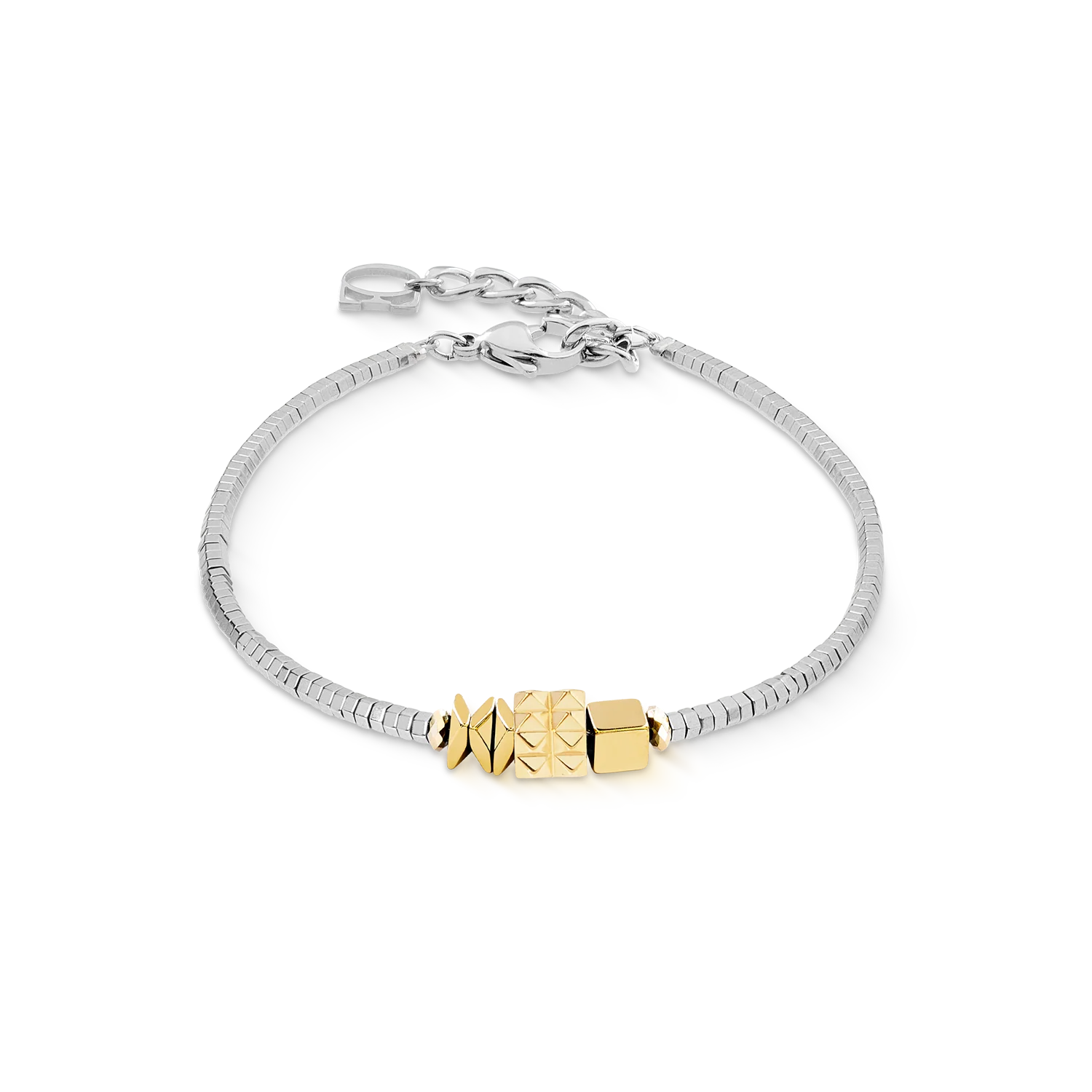 Bracelet Cube Trio Facets gold-silver