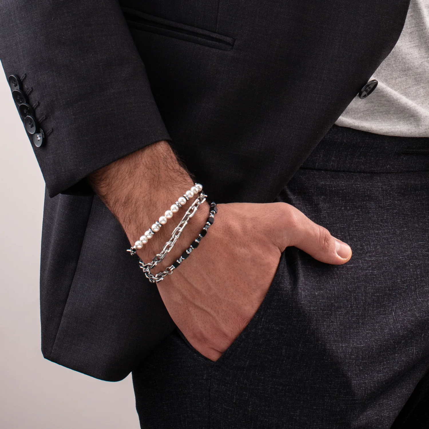 Bracelet Cubes Fusion link chain black - Image 3