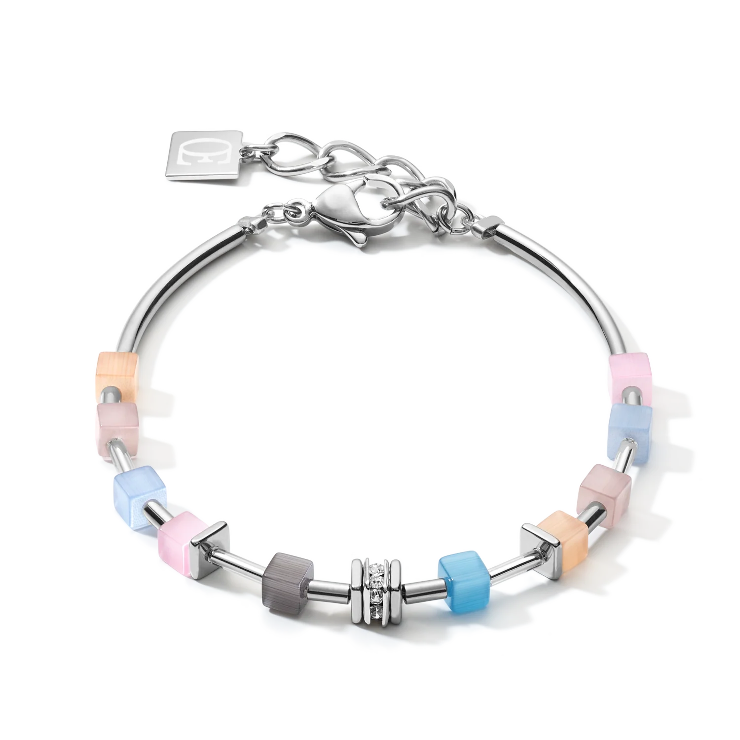 Bracelet GeoCUBE® fine pastel blue-rose