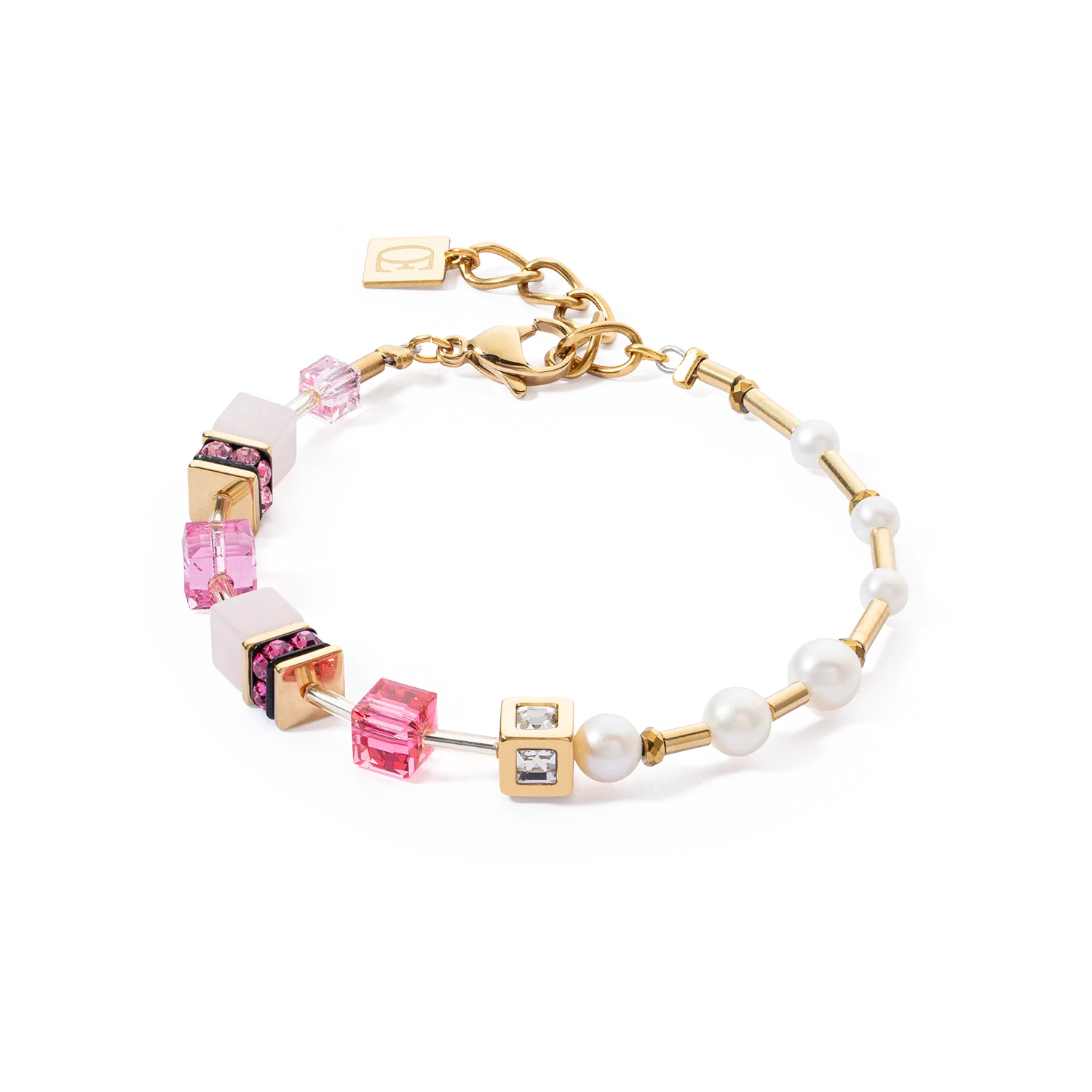 Bracelet GeoCUBE® Fusion Precious Pearl Mix gold-pink