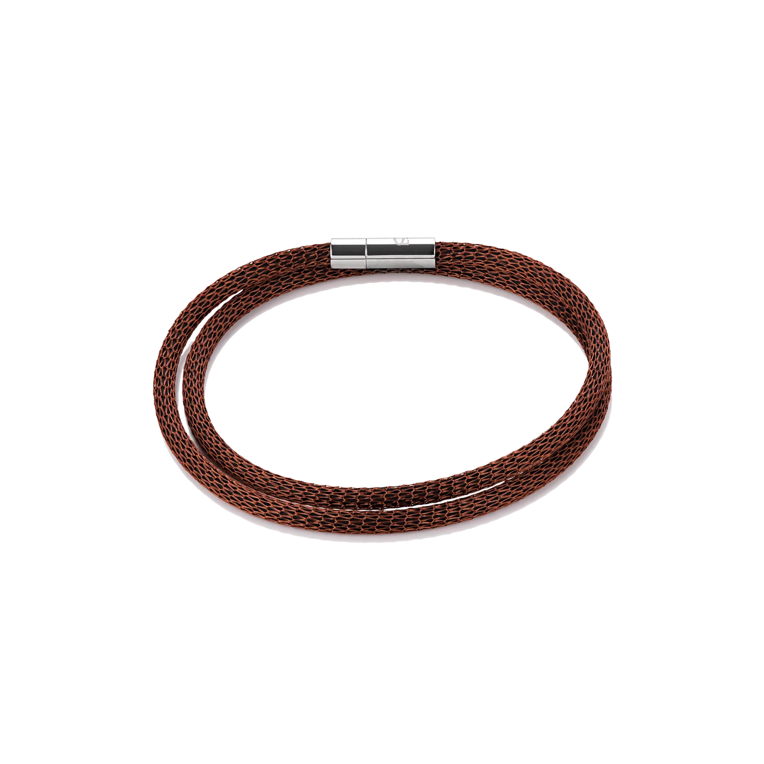 Bracelet mesh silver-coated & enamelled brown