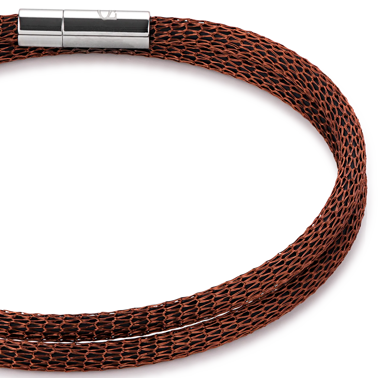 Bracelet mesh silver-coated & enamelled brown - Image 2