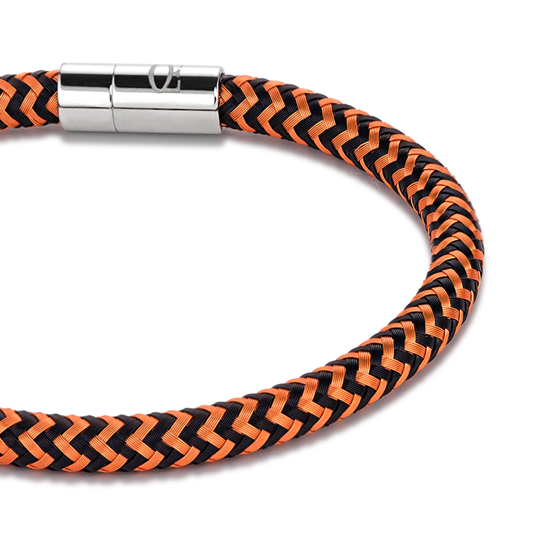 Bracelet metal braided orange-black - Image 2