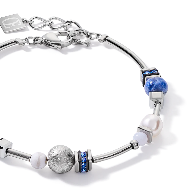Bracelet Pearls & Cubes gemstones silver-blue - Image 2