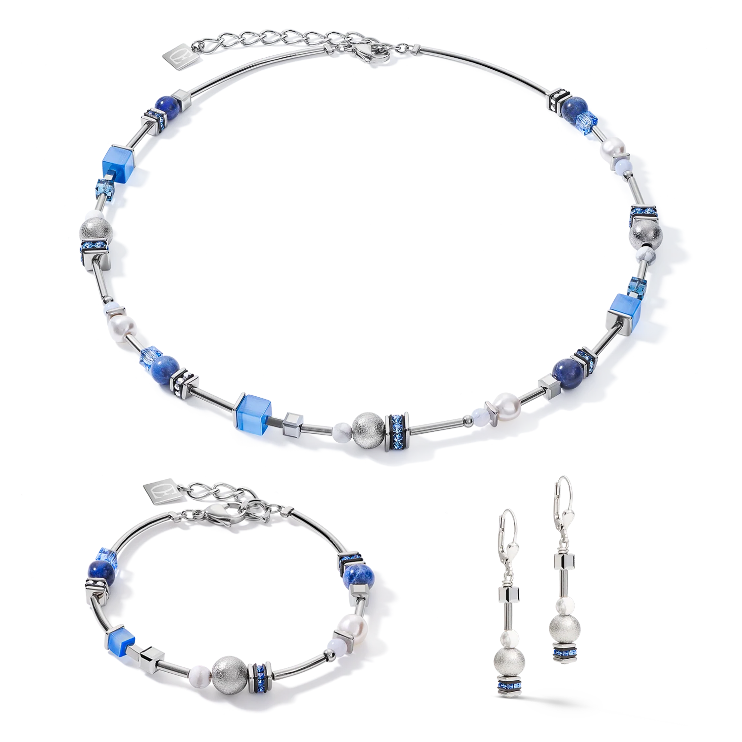 Bracelet Pearls & Cubes gemstones silver-blue - Image 3