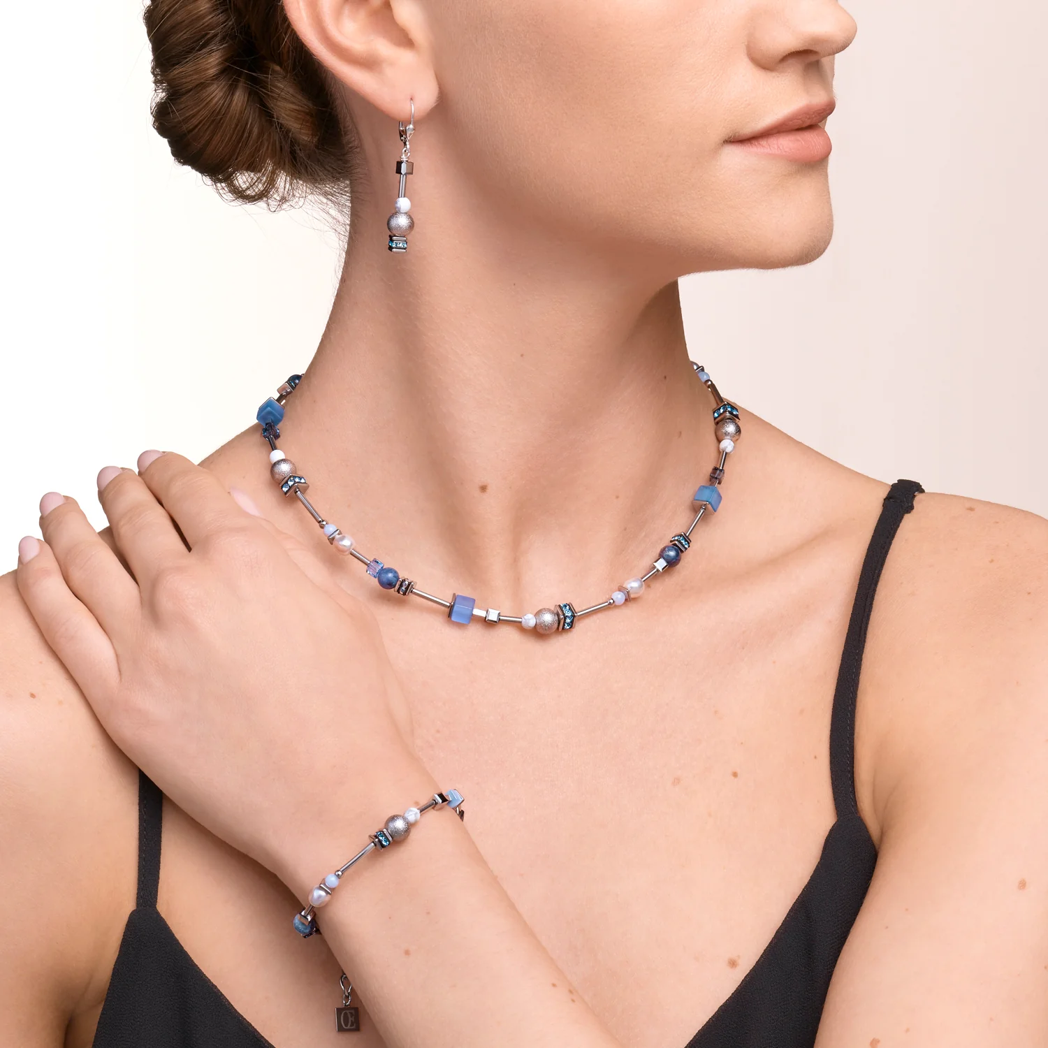 Bracelet Pearls & Cubes gemstones silver-blue - Image 4