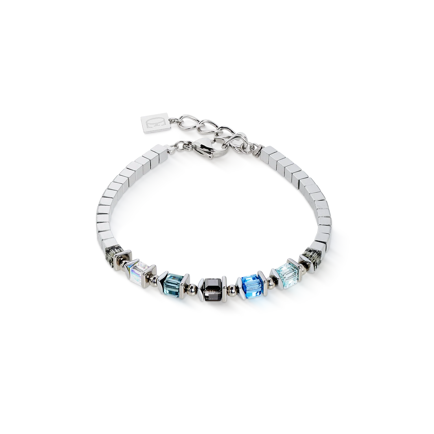 Bracelet Sparkling Cubes Fusion Chain silver-blue