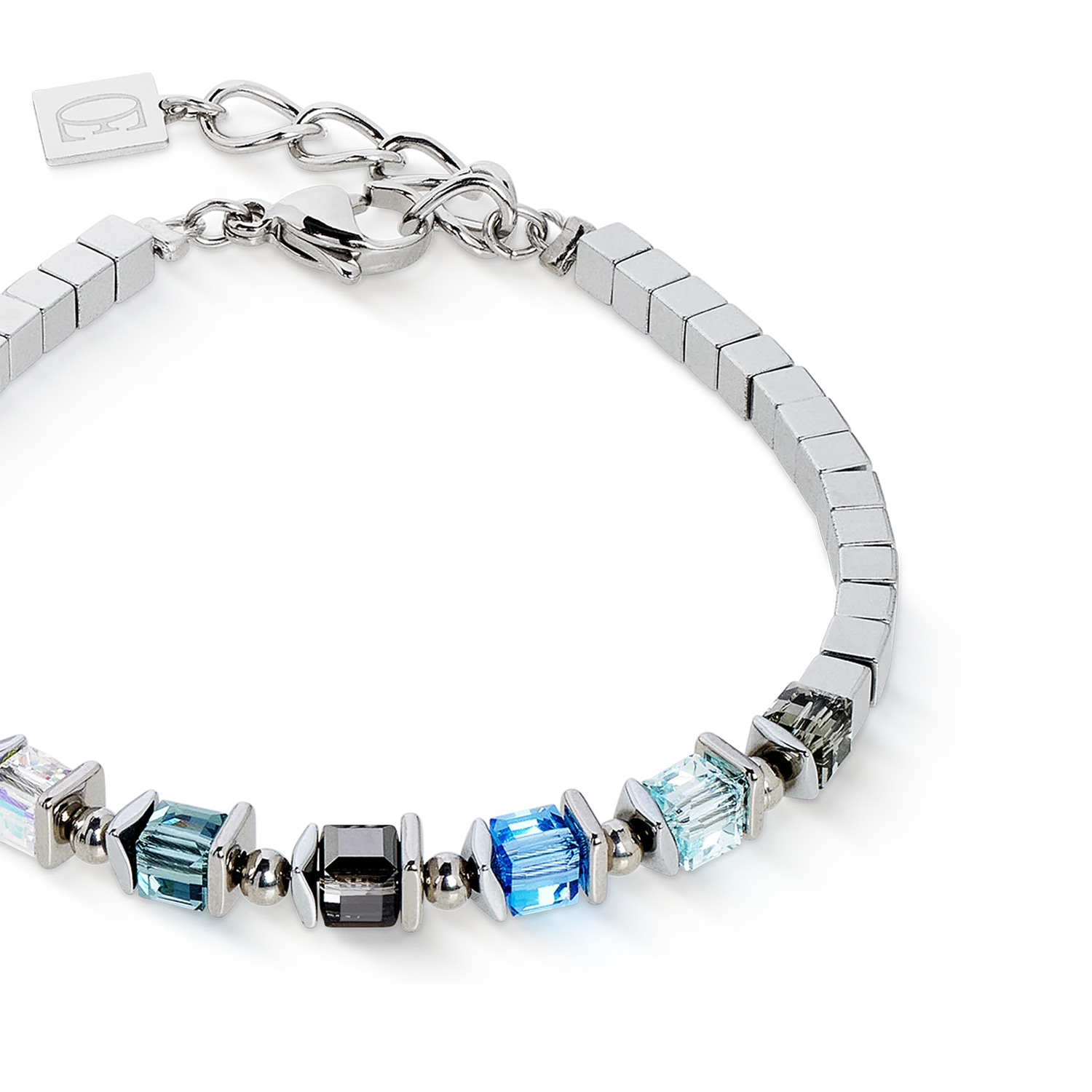 Bracelet Sparkling Cubes Fusion Chain silver-blue - Image 2