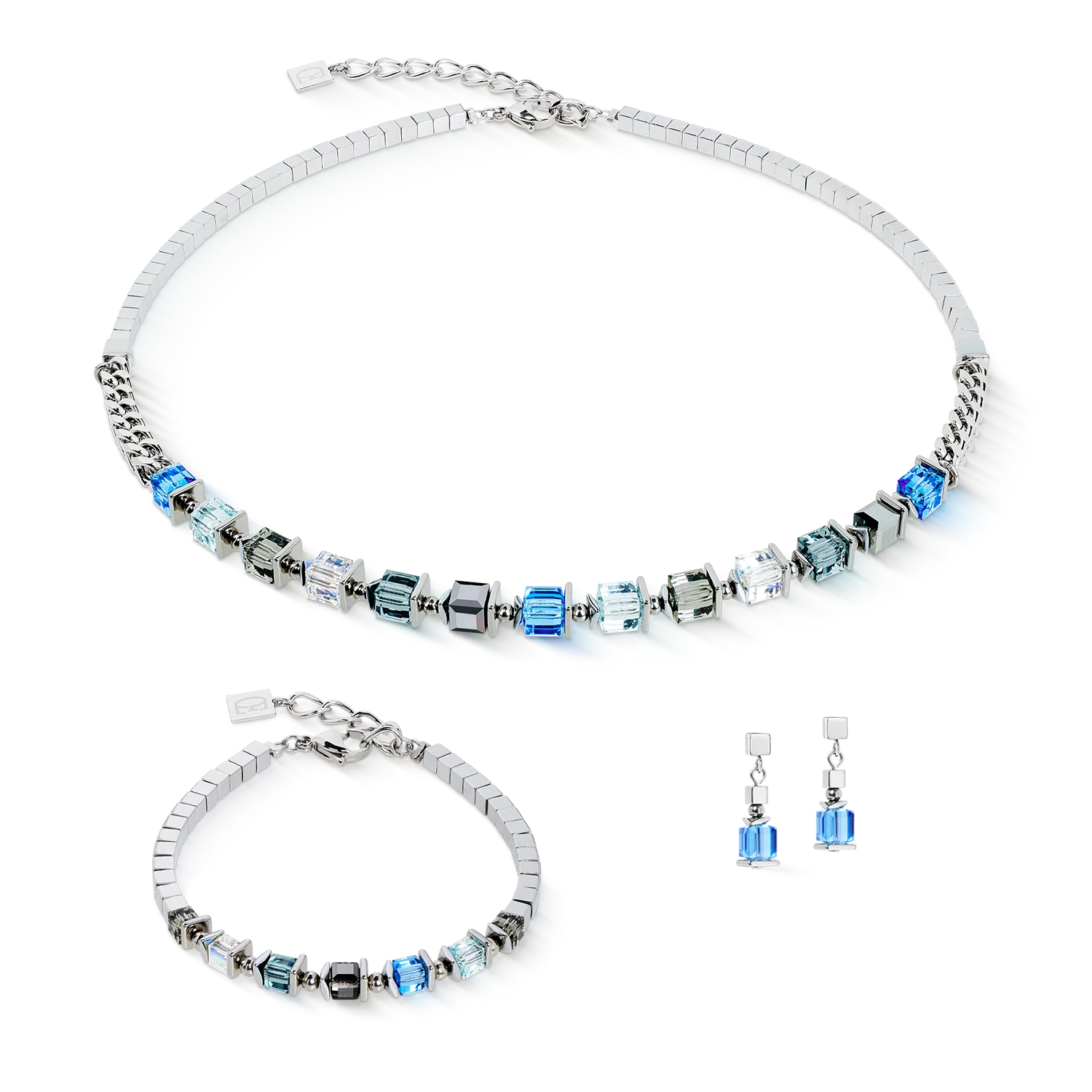 Bracelet Sparkling Cubes Fusion Chain silver-blue - Image 3