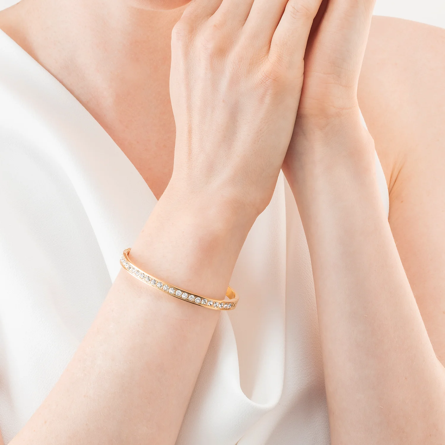 Bracelet stainless steel & crystals gold crystal (size 17 cm) - Image 4