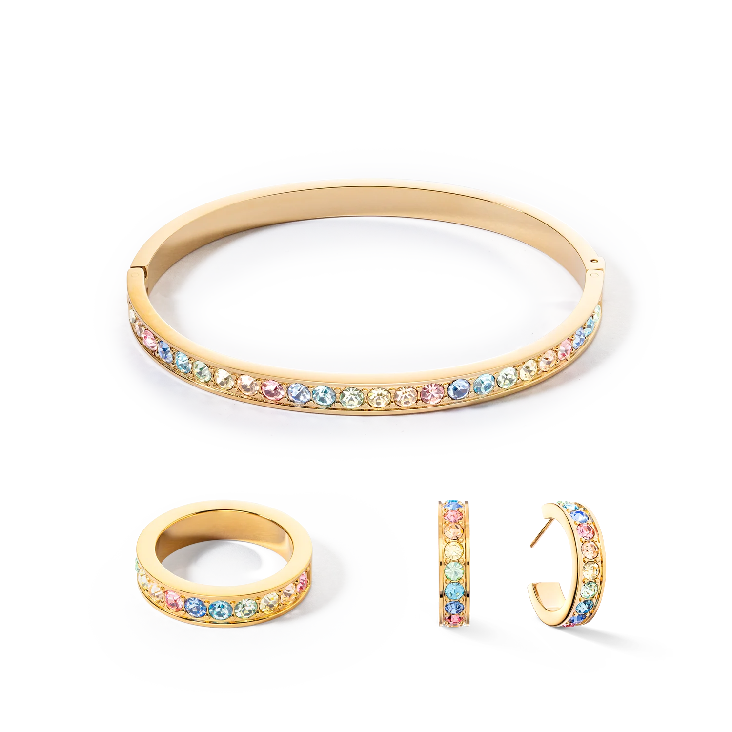 Bracelet stainless steel & crystals gold multi pastel (size 17 cm) - Image 3