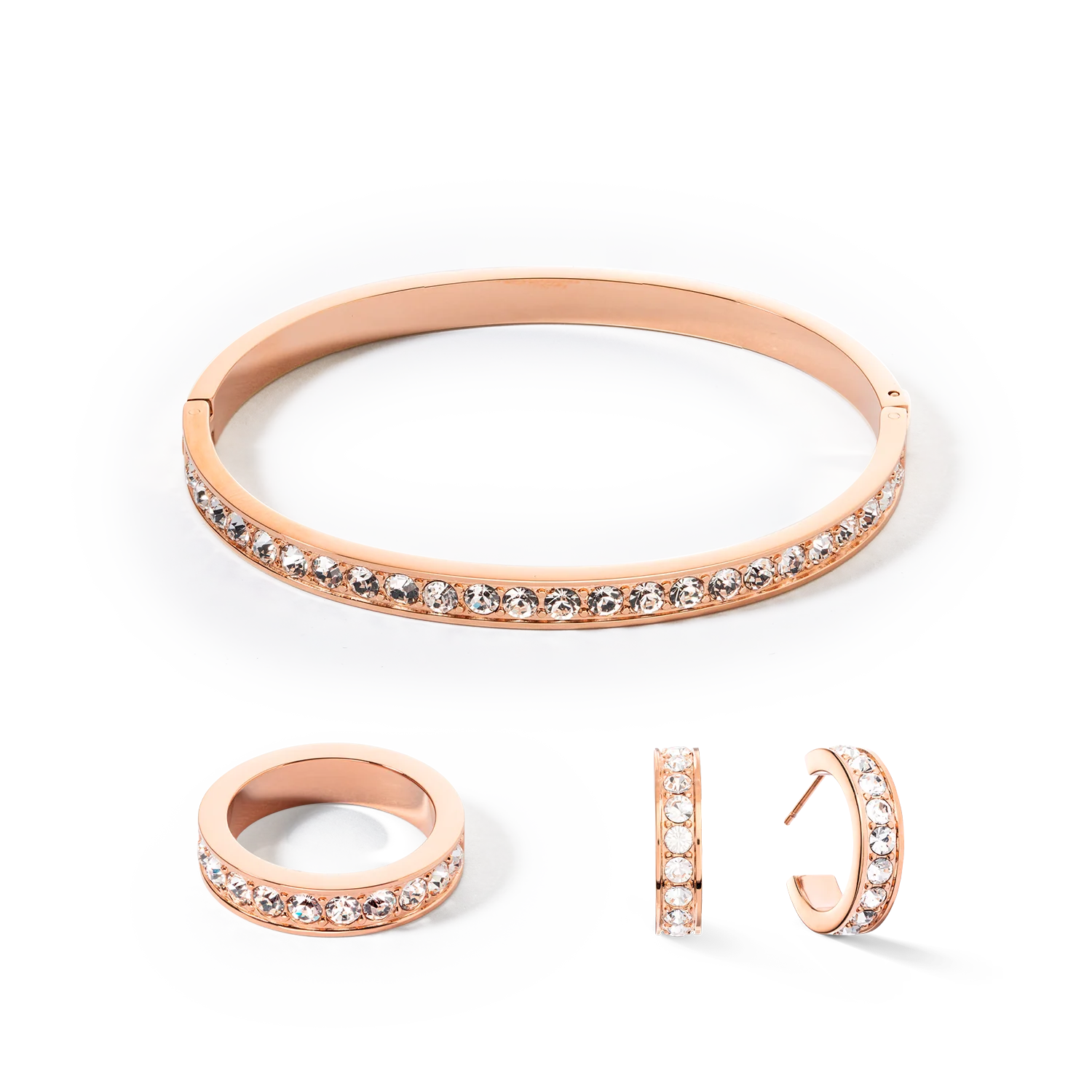 Bracelet stainless steel & crystals rose gold crystal (size 19 cm) - Image 3