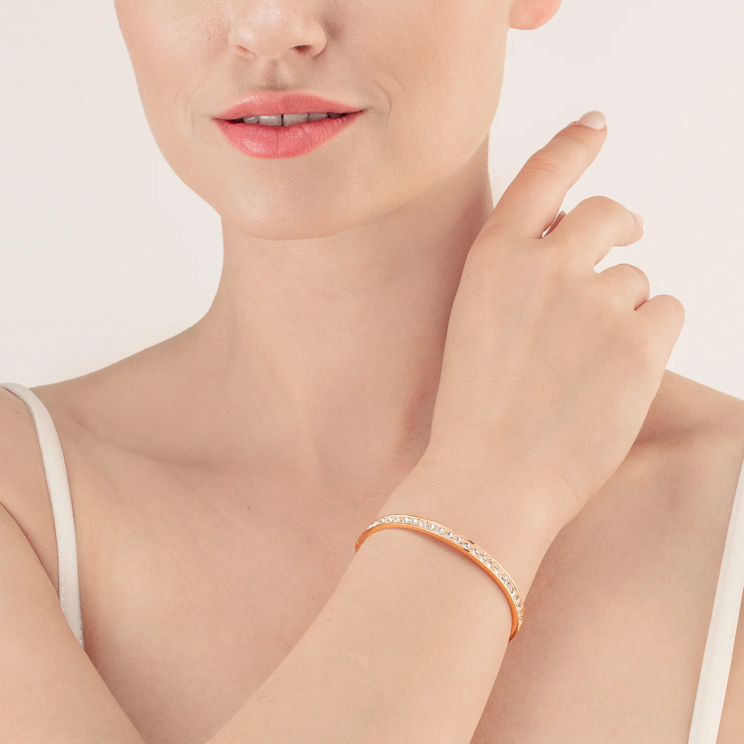 Bracelet stainless steel & crystals rose gold crystal (size 19 cm) - Image 4
