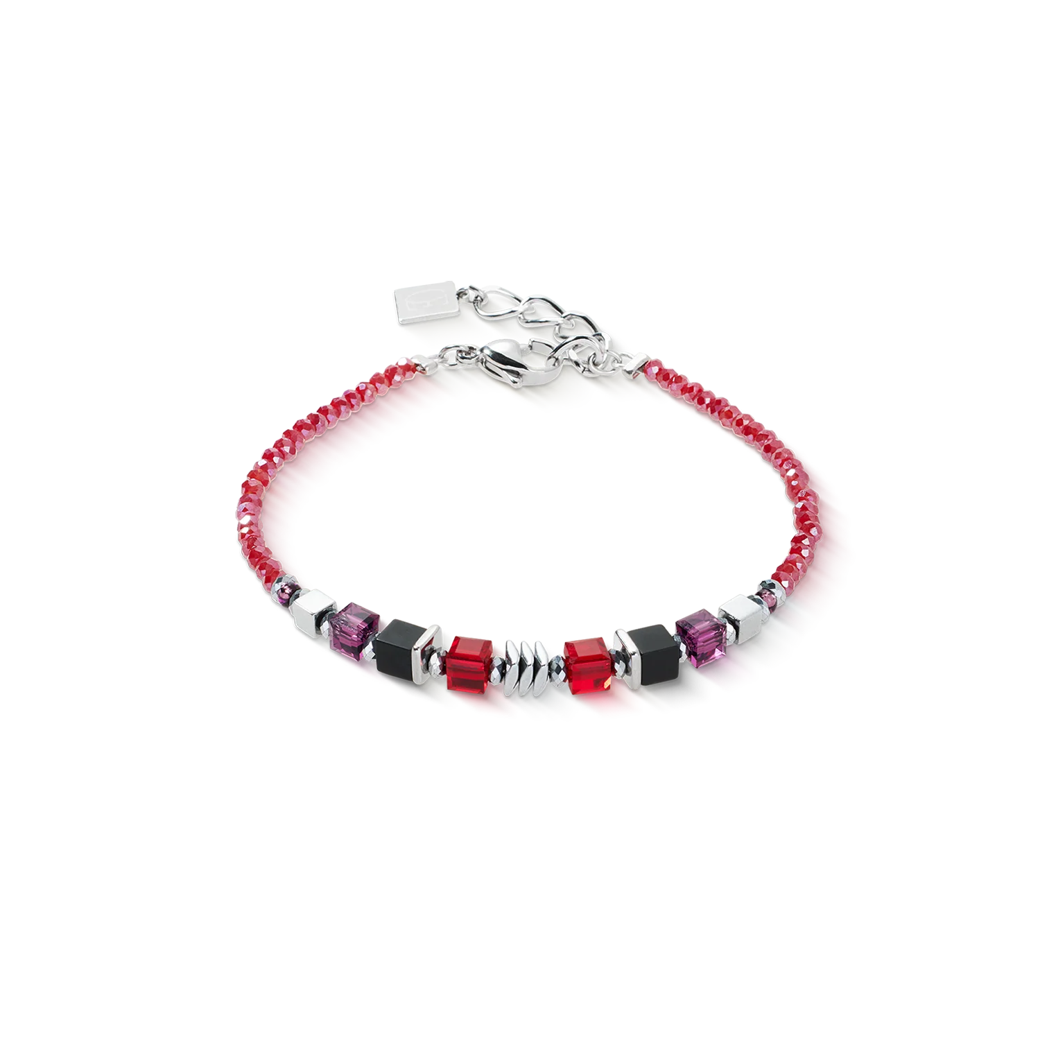 Bracelet Wave Cube Flow silver-red