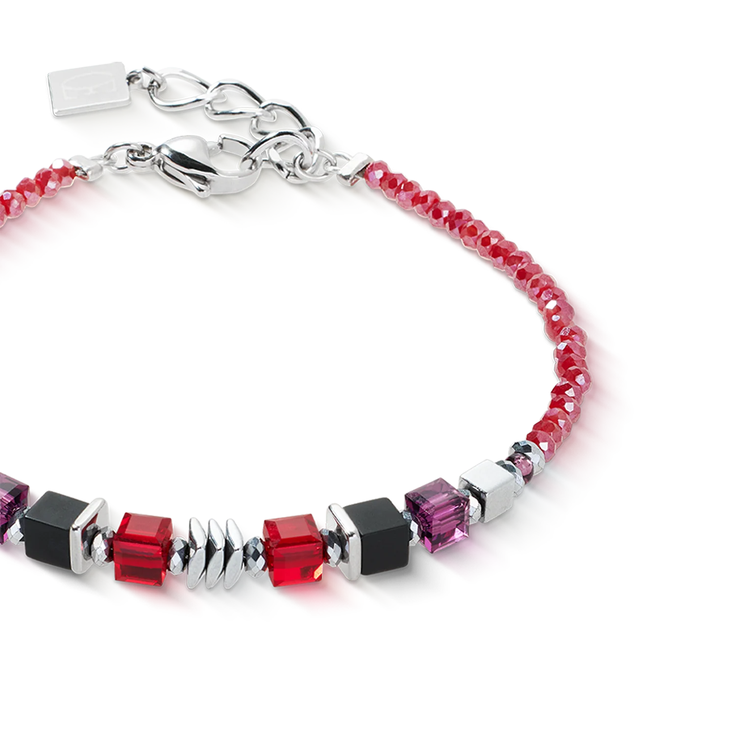 Bracelet Wave Cube Flow silver-red - Image 2