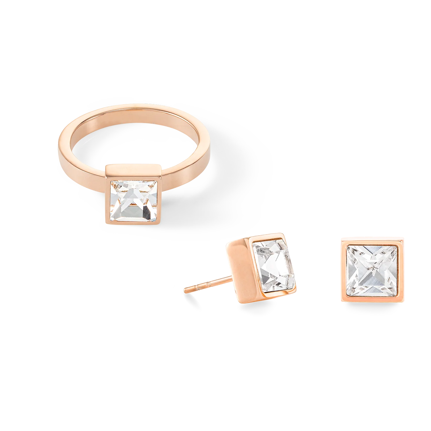 Brilliant Square big earrings roségold crystal - Image 3