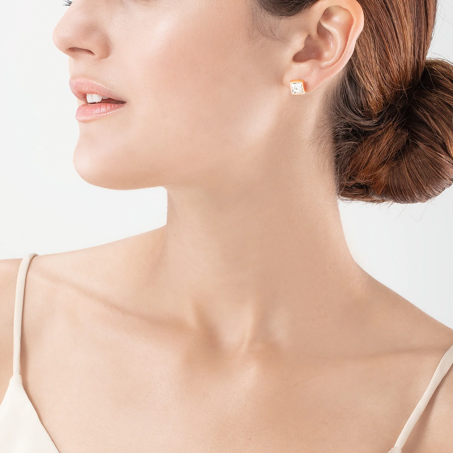 Brilliant Square big earrings roségold crystal - Image 4