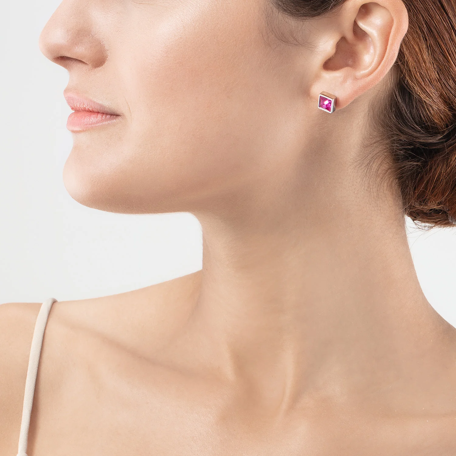 Brilliant Square big earrings silver pink - Image 3