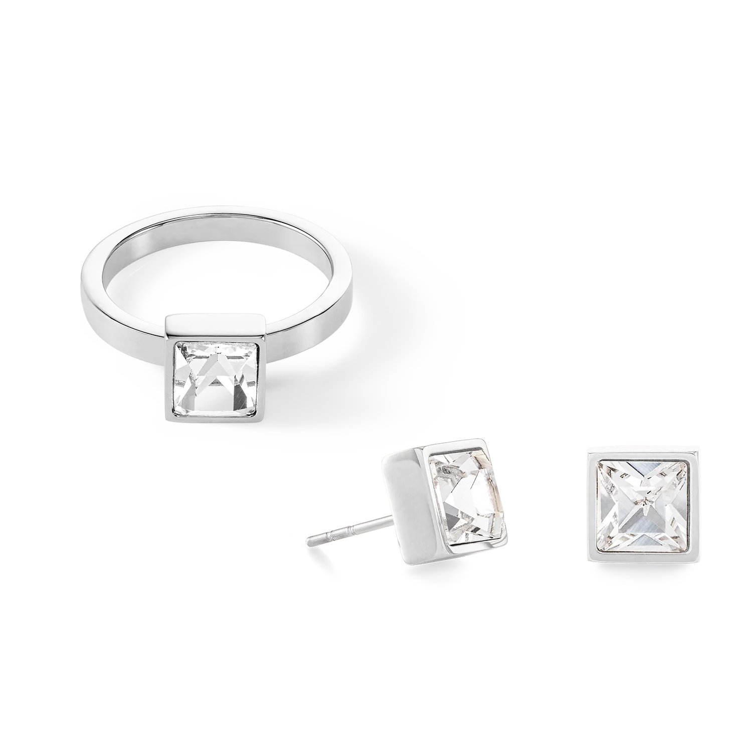 Brilliant Square big ring silver crystal - Image 3