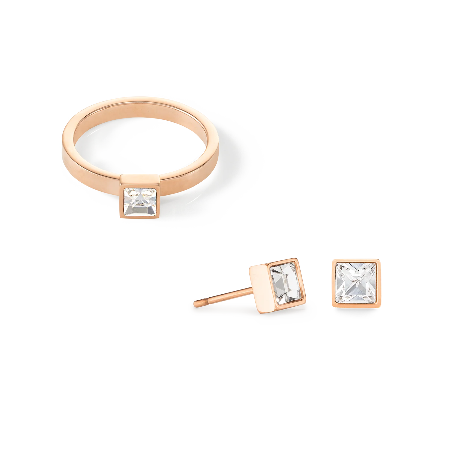 Brilliant Square small earrings rose gold crystal - Image 3