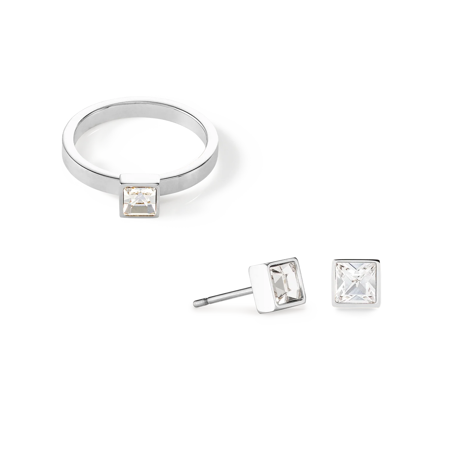 Brilliant Square small earrings silver crystal - Image 3