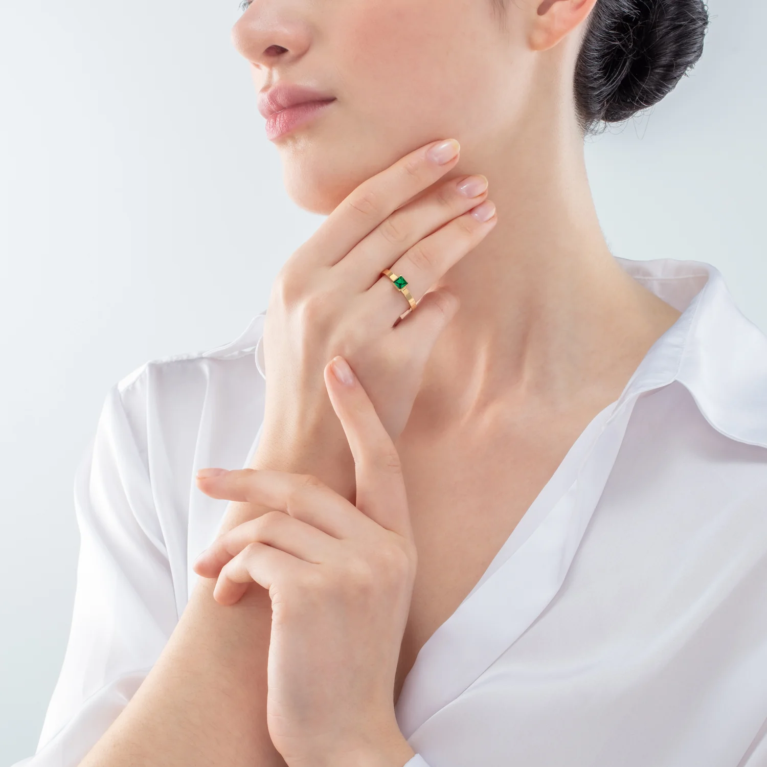 Petite bague Brilliant Square or vert foncé - Image 3