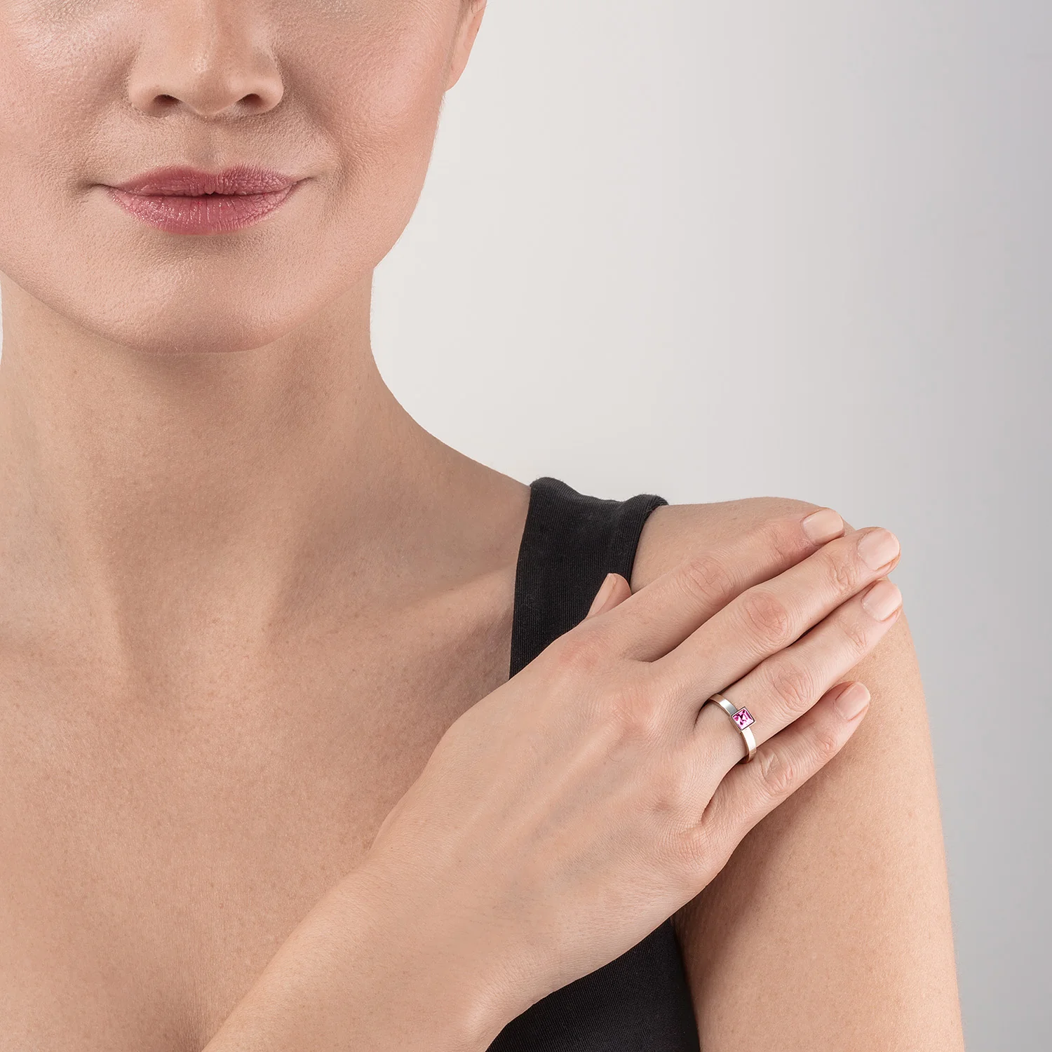 Brilliant Square small bague argent rose - Image 3