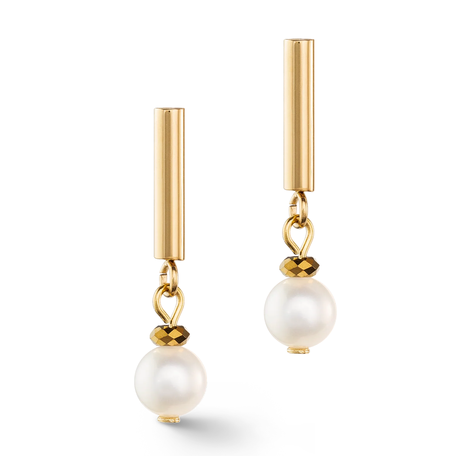 Classy freshwater pearl earrings gold - Image 2