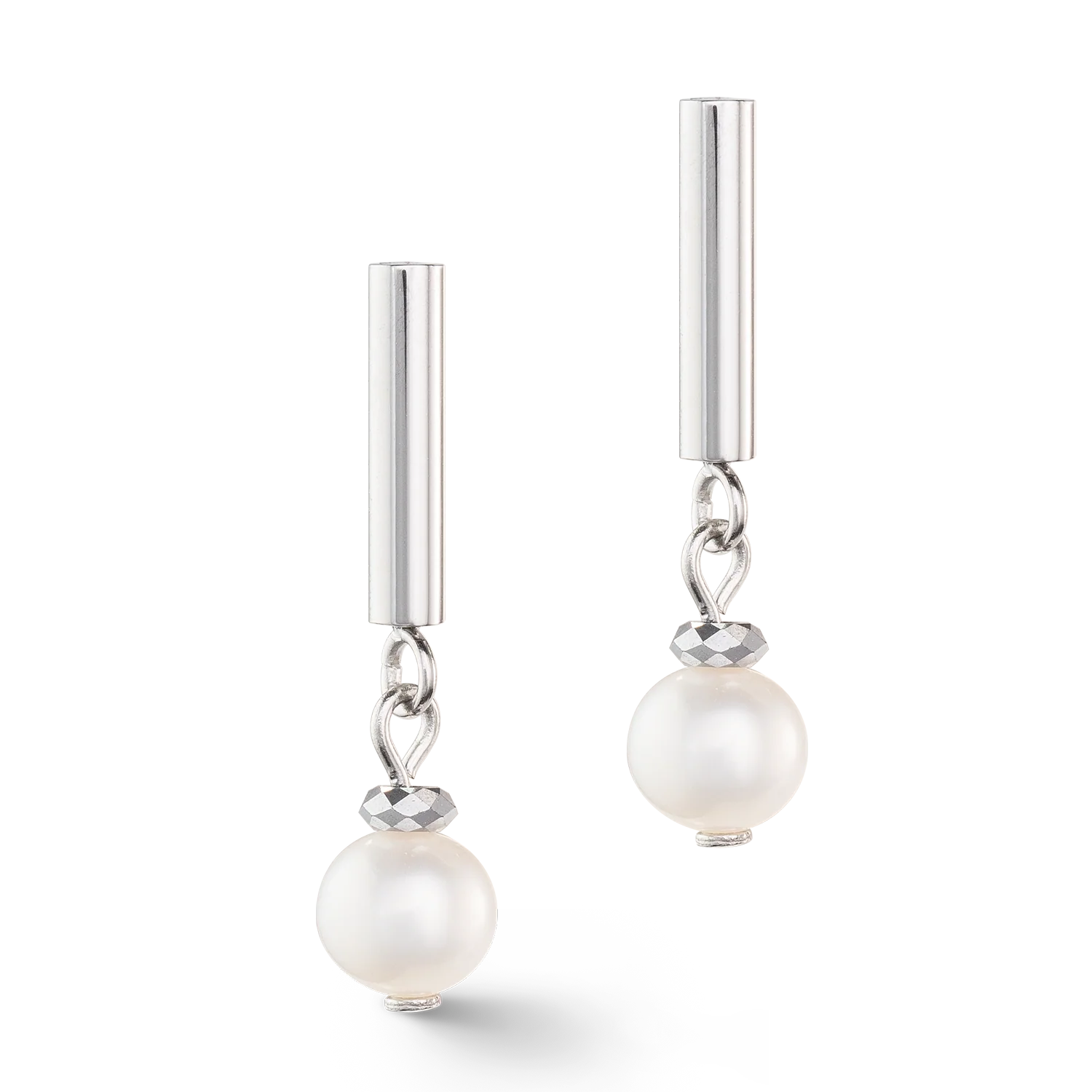 Classy freshwater pearl earrings silver - Image 2