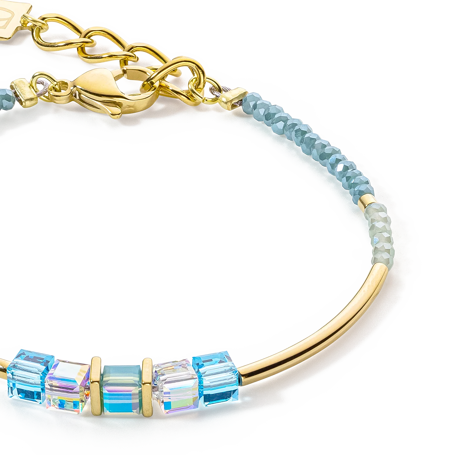 Cube Story Minimalistic bracelet gold-turquoise - Image 2