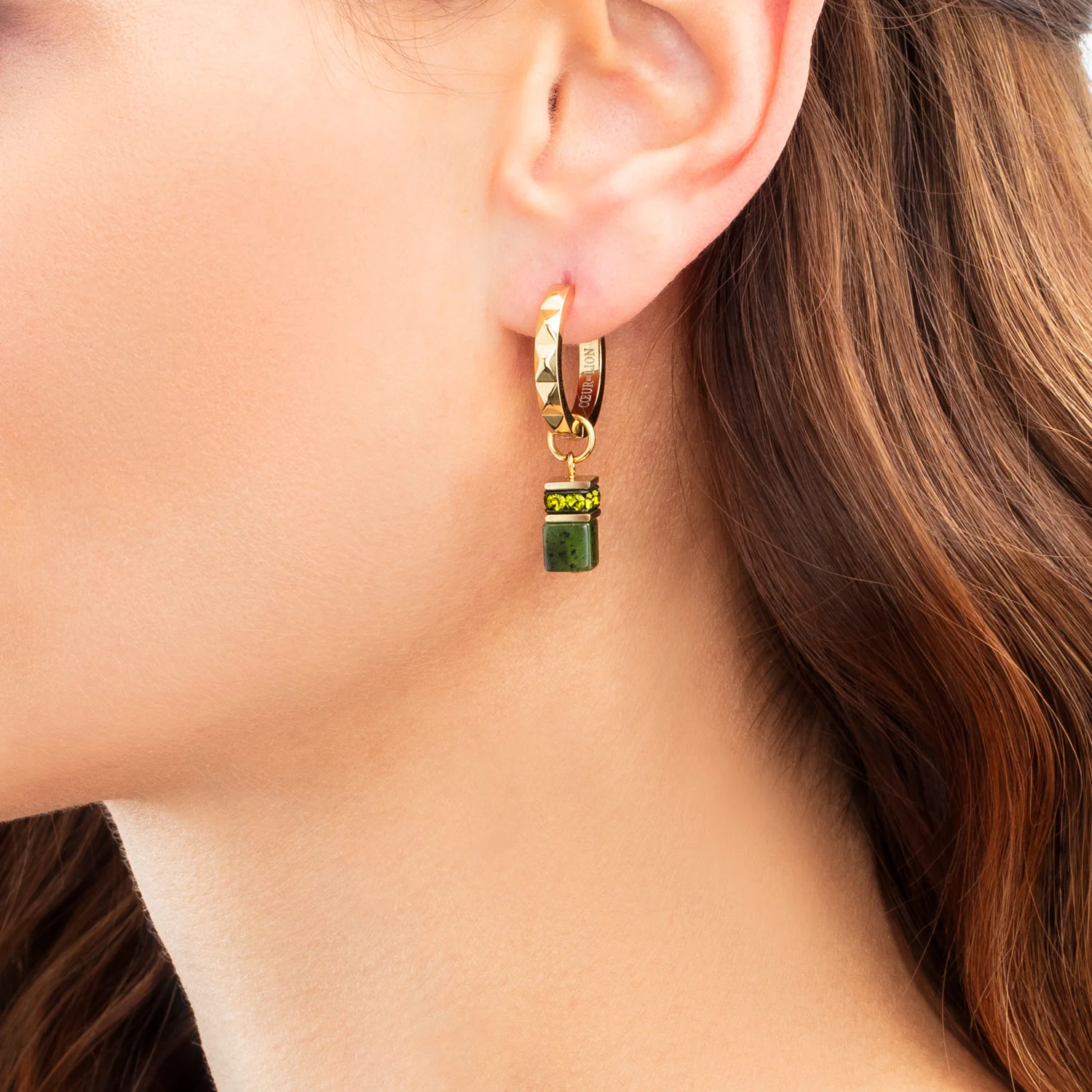 EAR ME UP Charm GeoCUBE® gold-green - Image 3