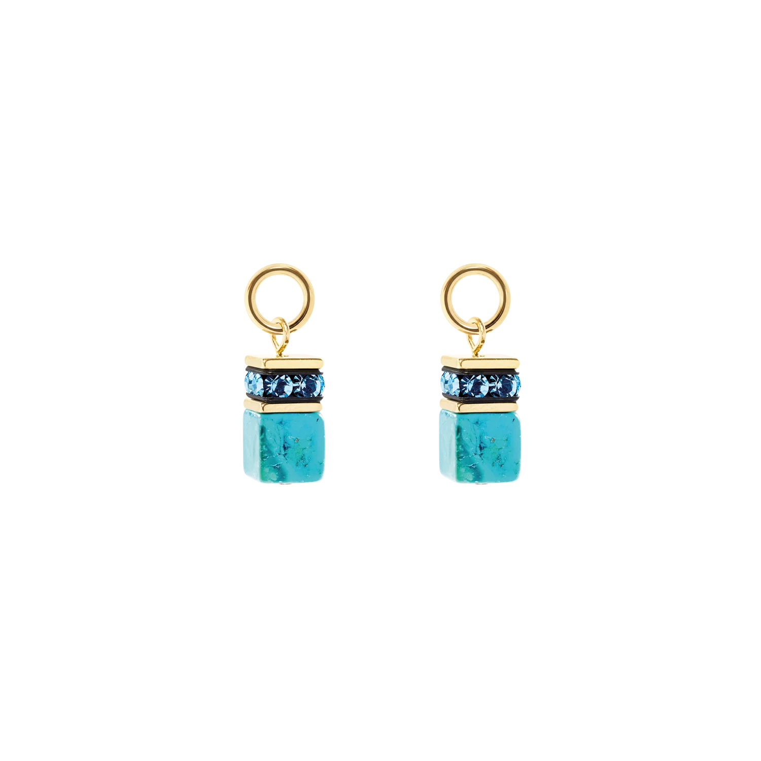 EAR ME UP Charm GeoCUBE® gold-turquoise
