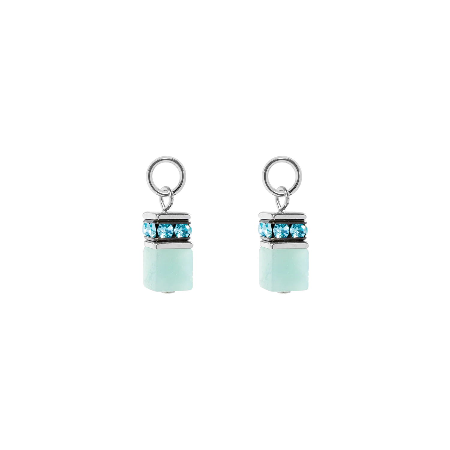 EAR ME UP Charm GeoCUBE® silver-aqua