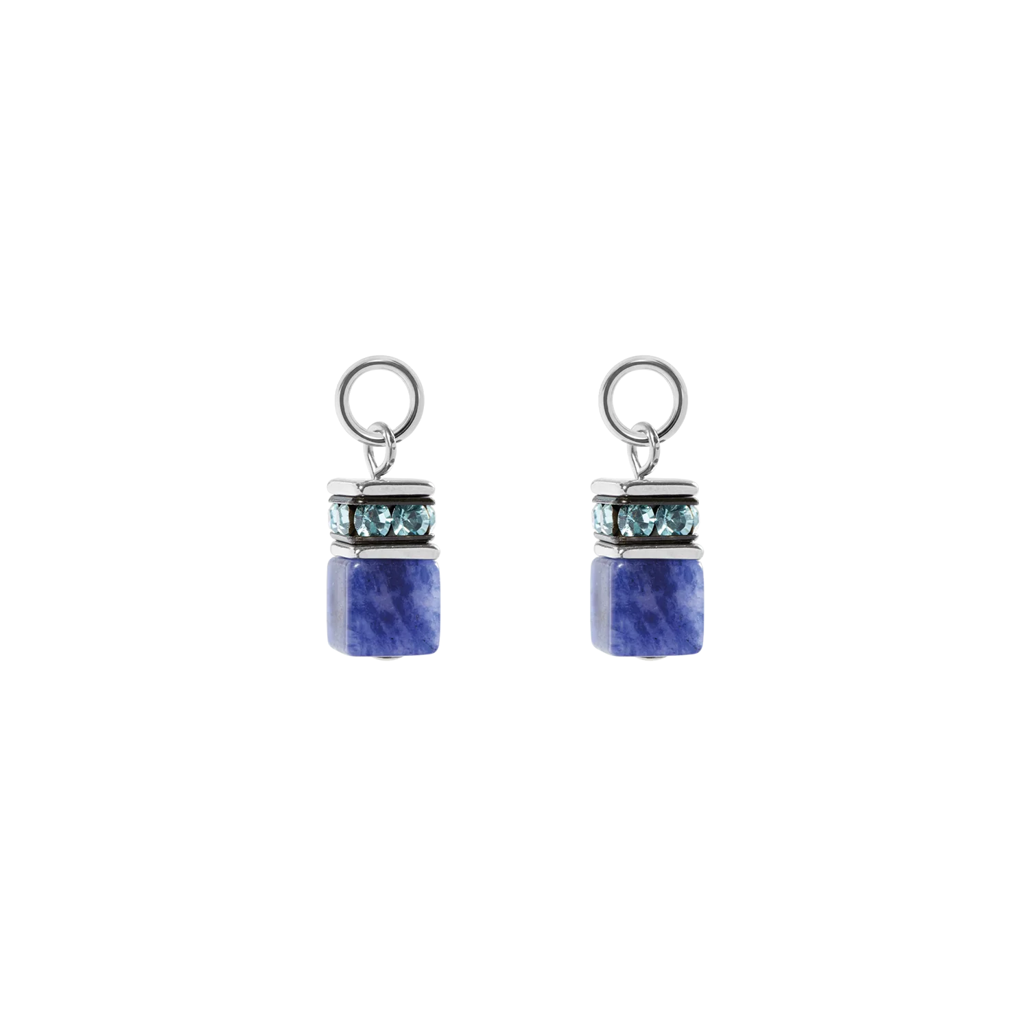 EAR ME UP Charm GeoCUBE® silver-blue