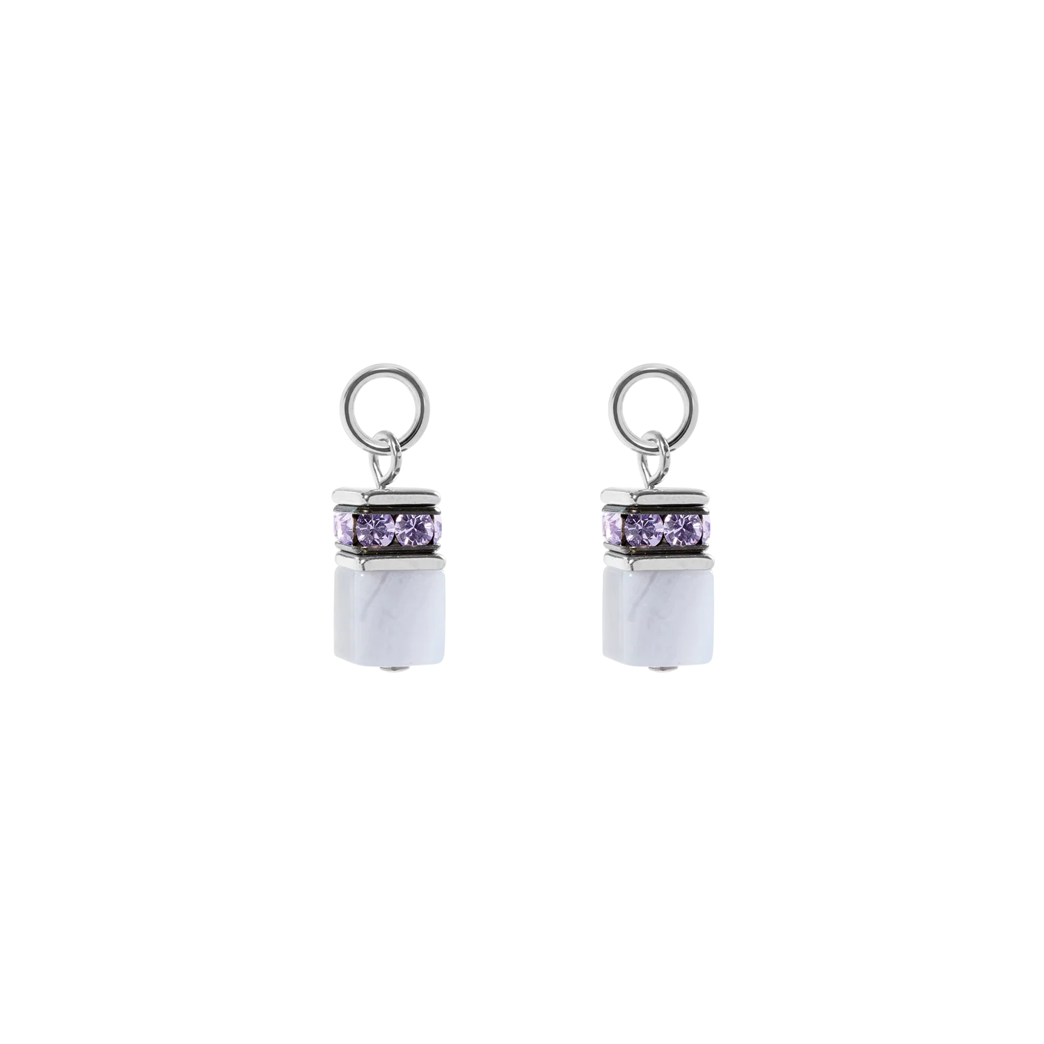 EAR ME UP Charm GeoCUBE® silver-light blue