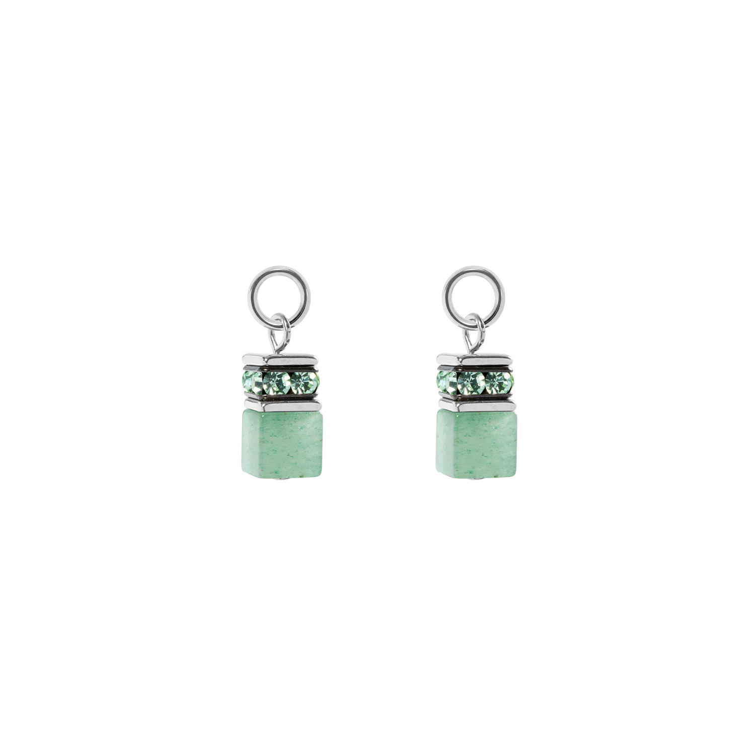 EAR ME UP Charm GeoCUBE® silver-light green