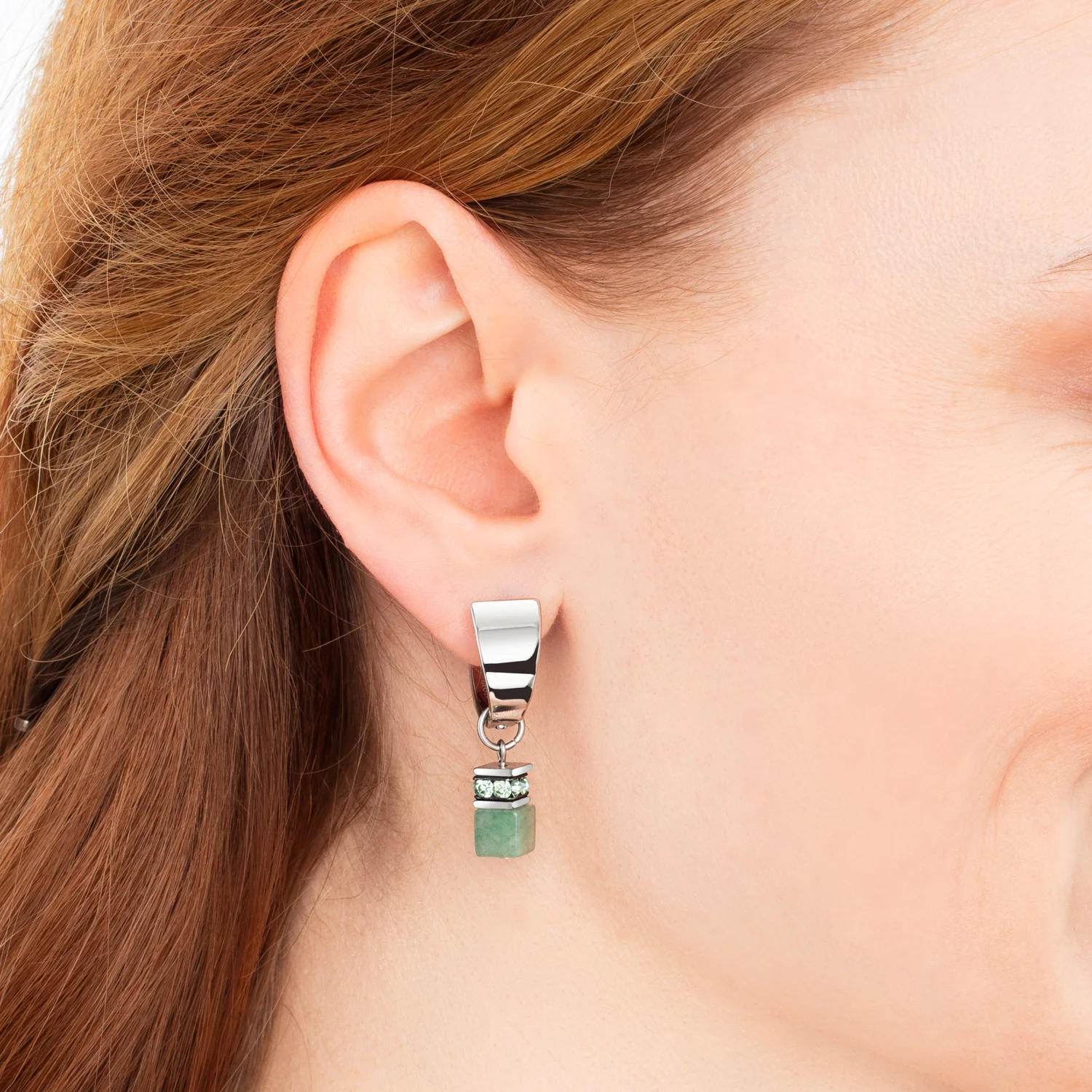 EAR ME UP Charm GeoCUBE® silver-light green - Image 3