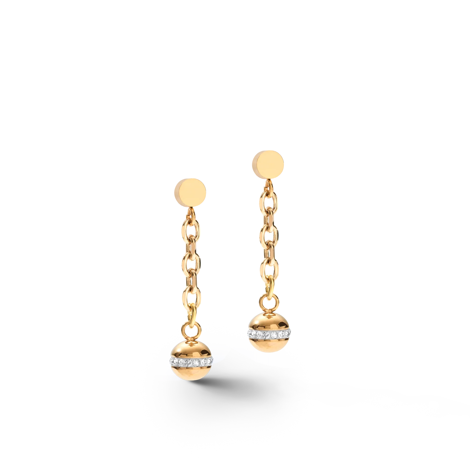 Earrings 4-in-1 Ball Stainless Steel Chain & Hematite gold
