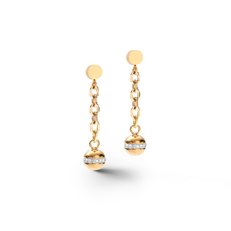 Earrings 4-in-1 Ball Stainless Steel Chain & Hematite gold - Image 2