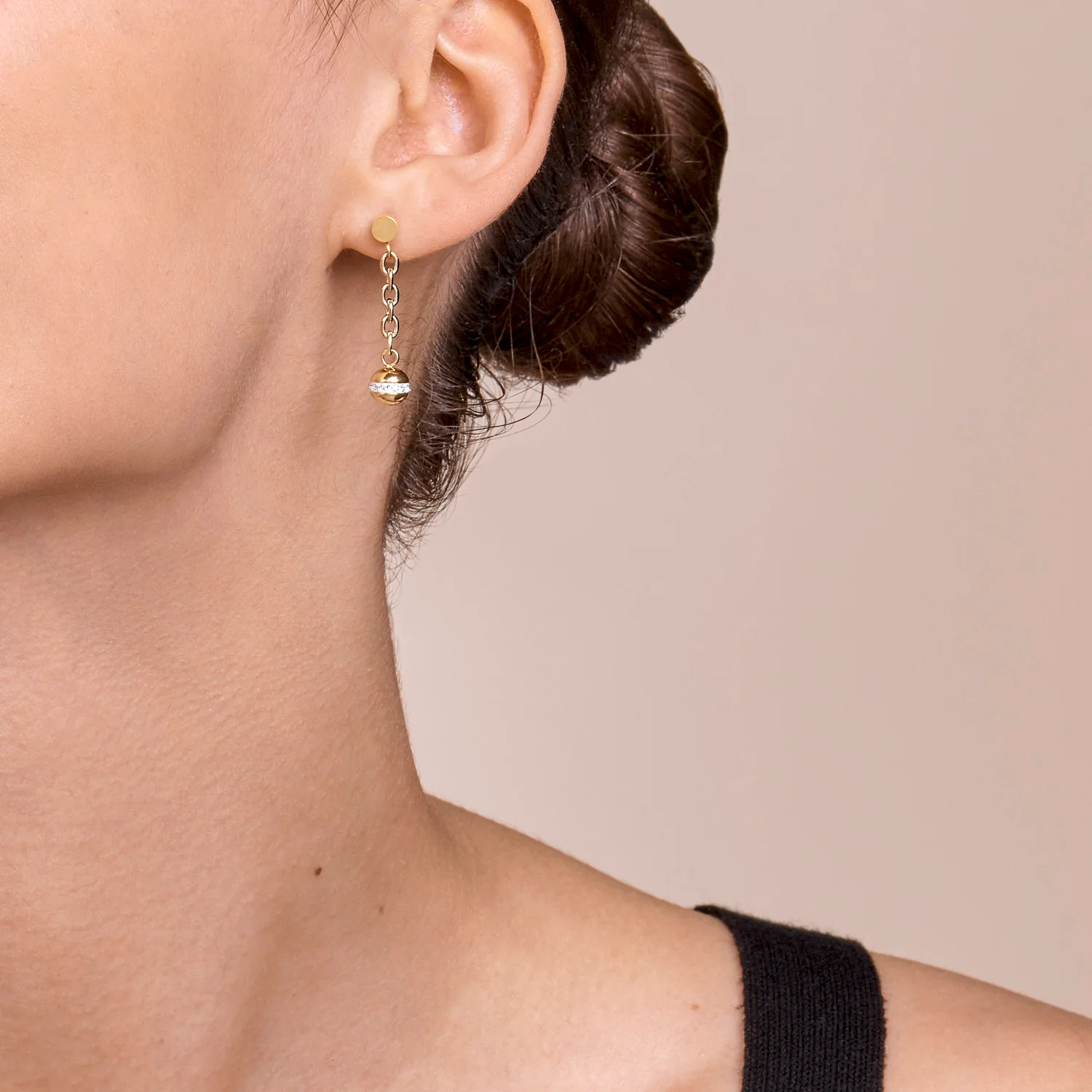Earrings 4-in-1 Ball Stainless Steel Chain & Hematite gold - Image 4