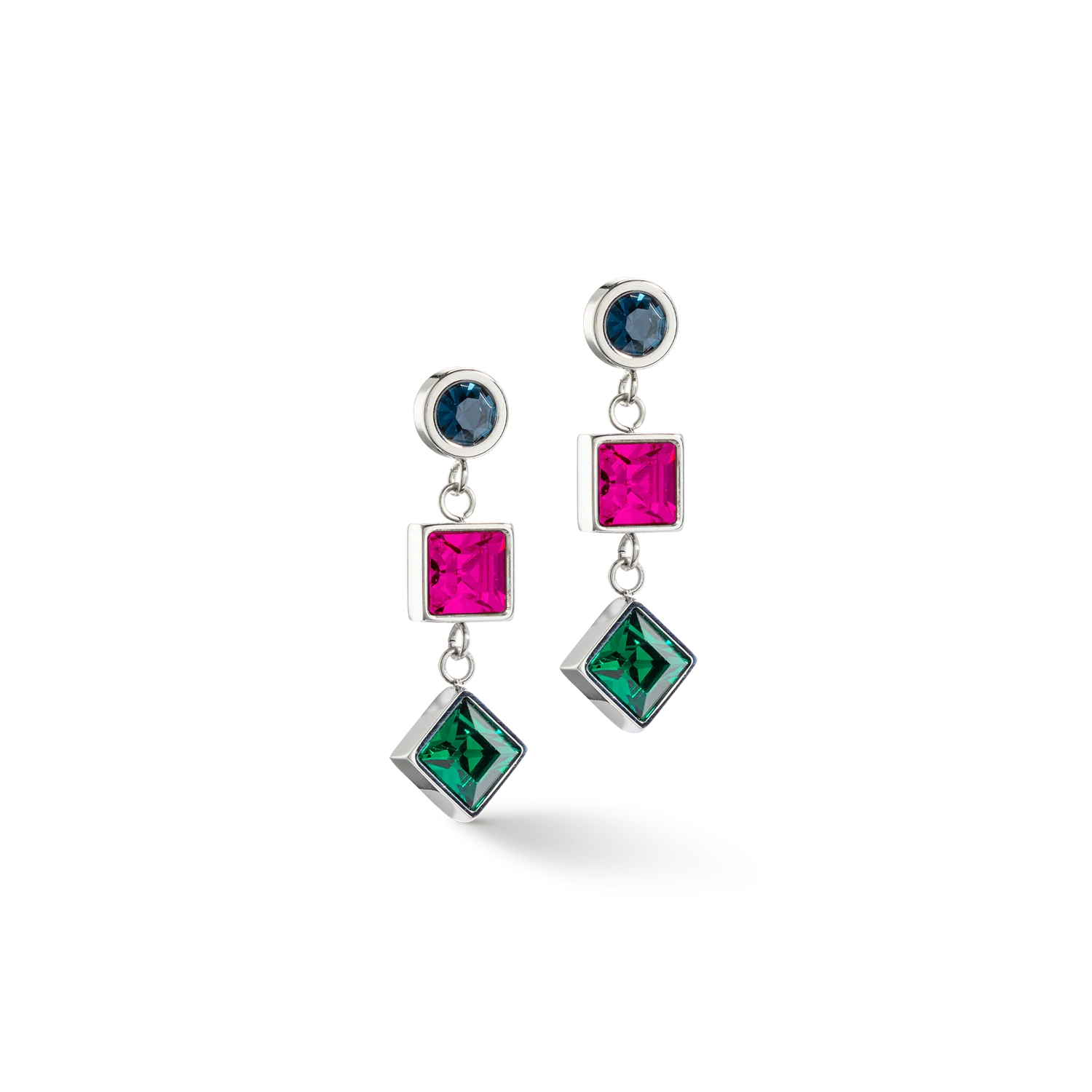 Earrings Brilliant Square Trilogy interchangeable Pendant multicolour winter - Image 2