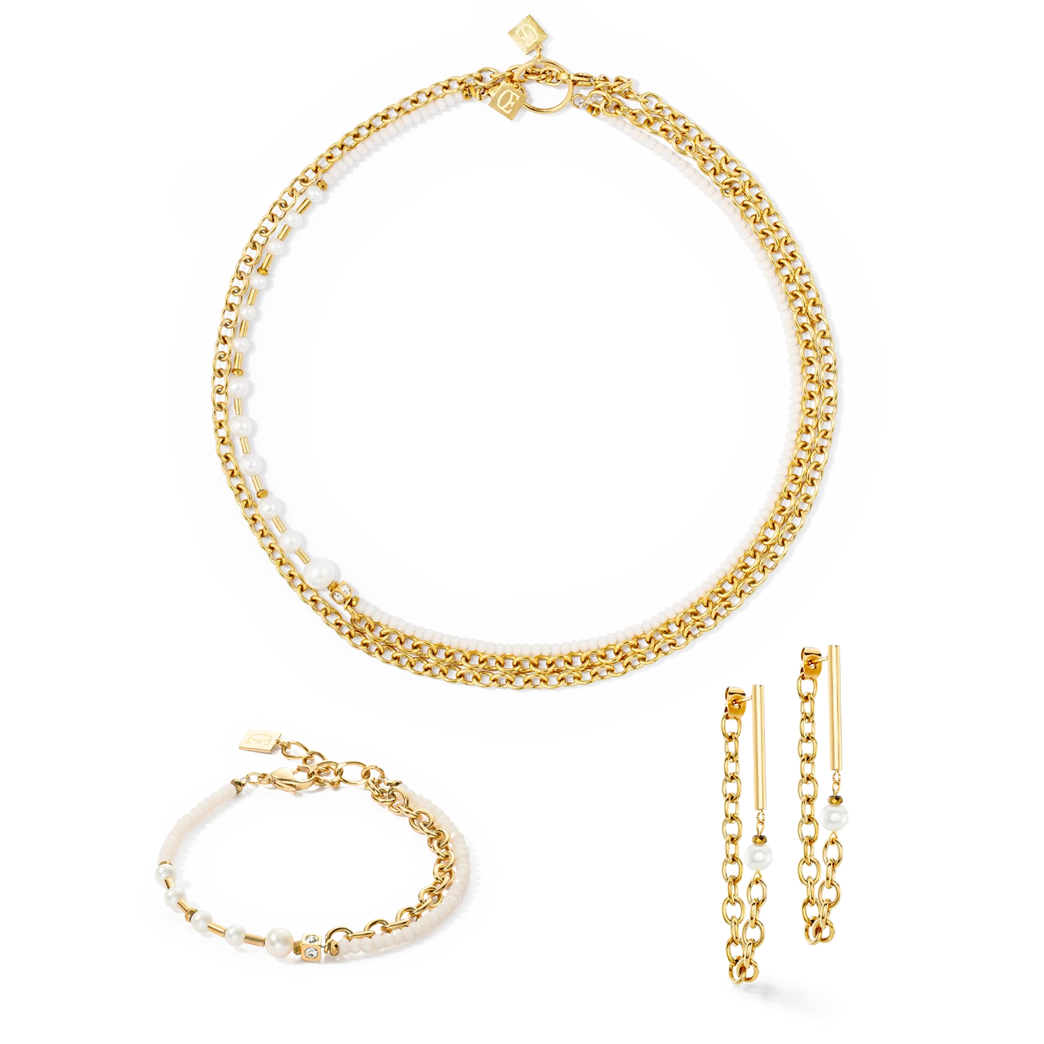 Earrings Chain & Pearl Fever white-gold - Image 3