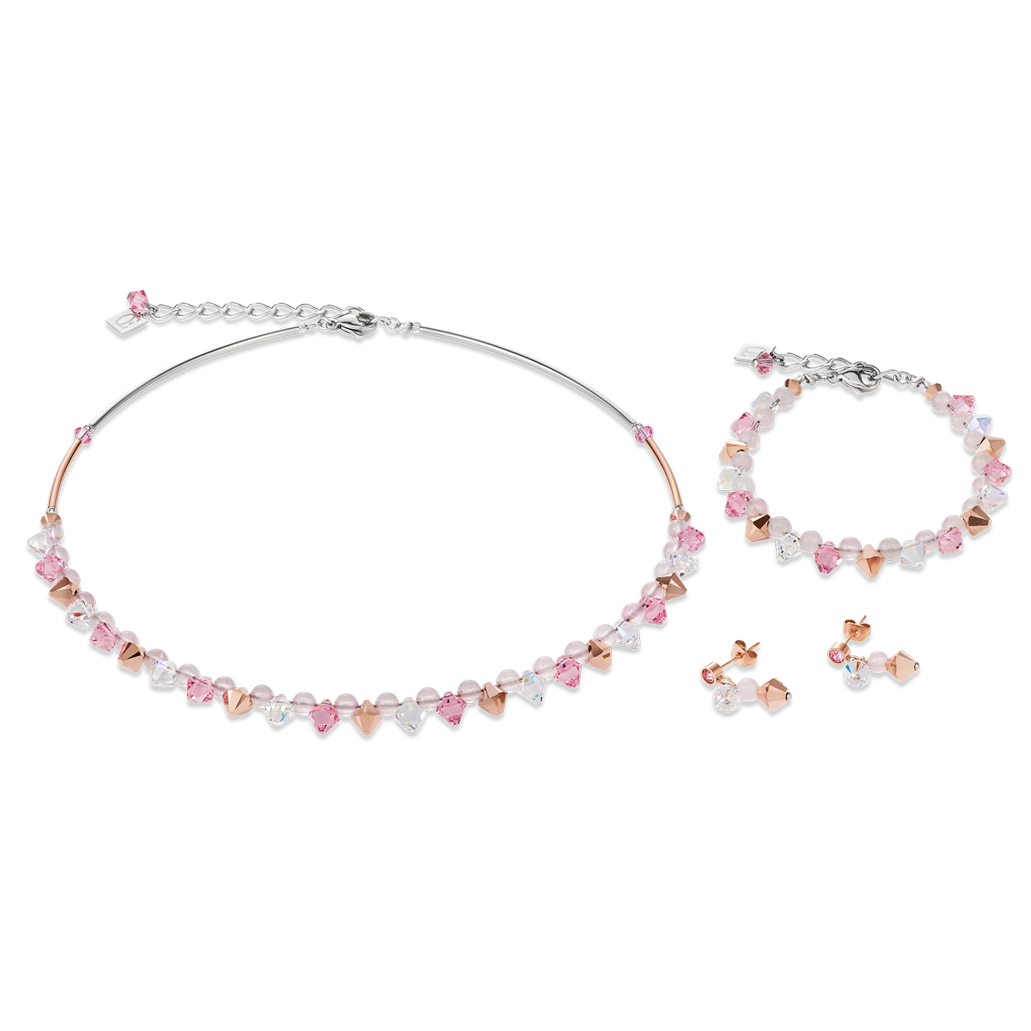 Earrings Crystals & rose quartz light rose - Image 3