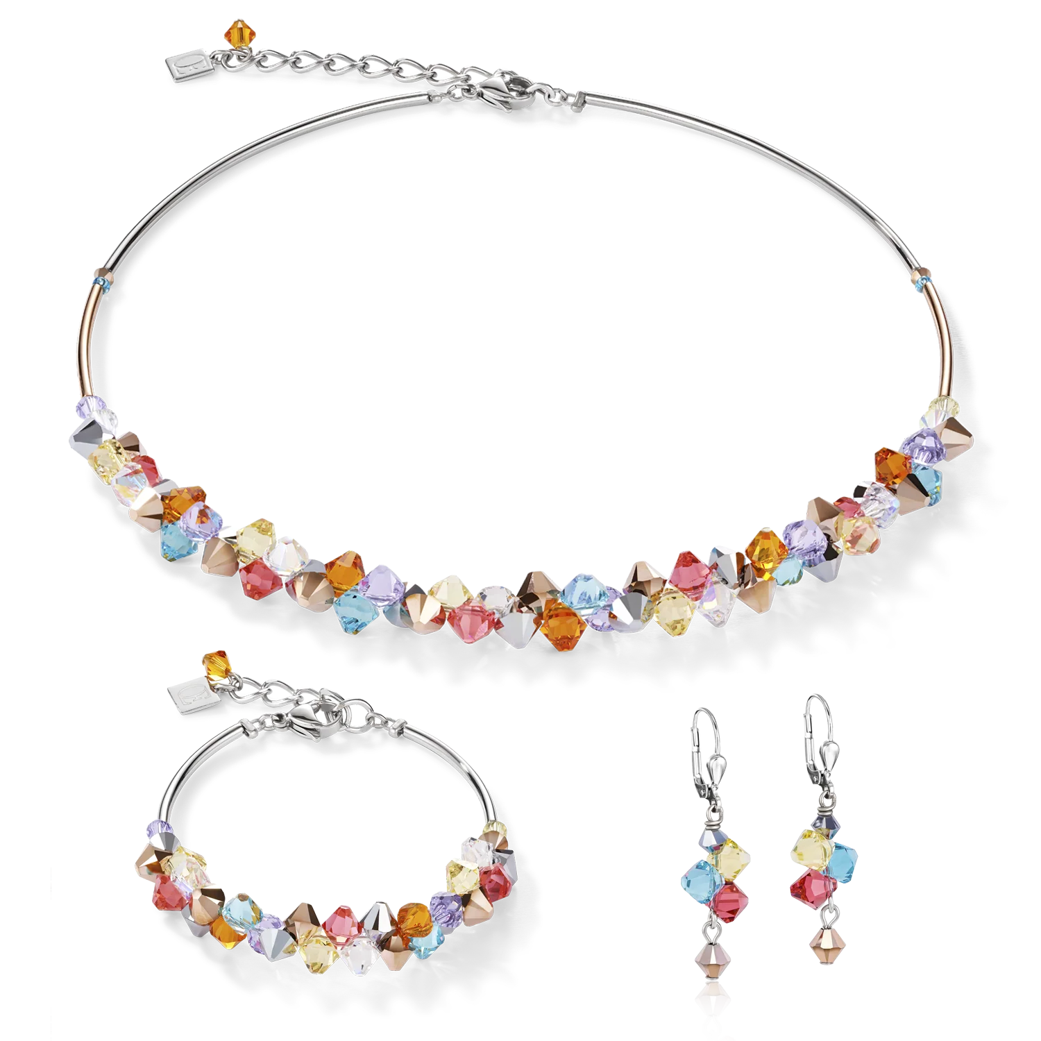 Earrings Crystals & stainless steel multicolour pastel 1 - Image 3