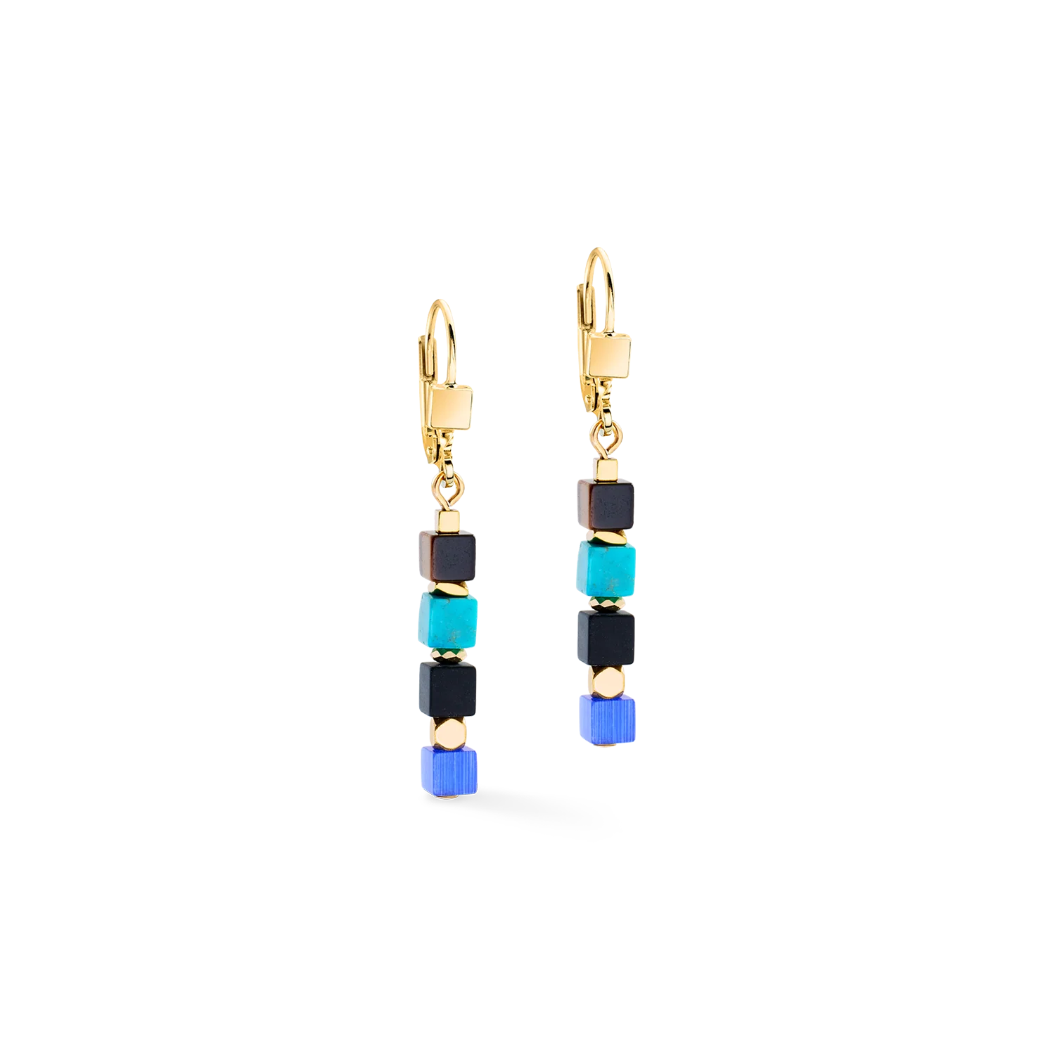 Earrings Cube Mosaic Lagoon gold