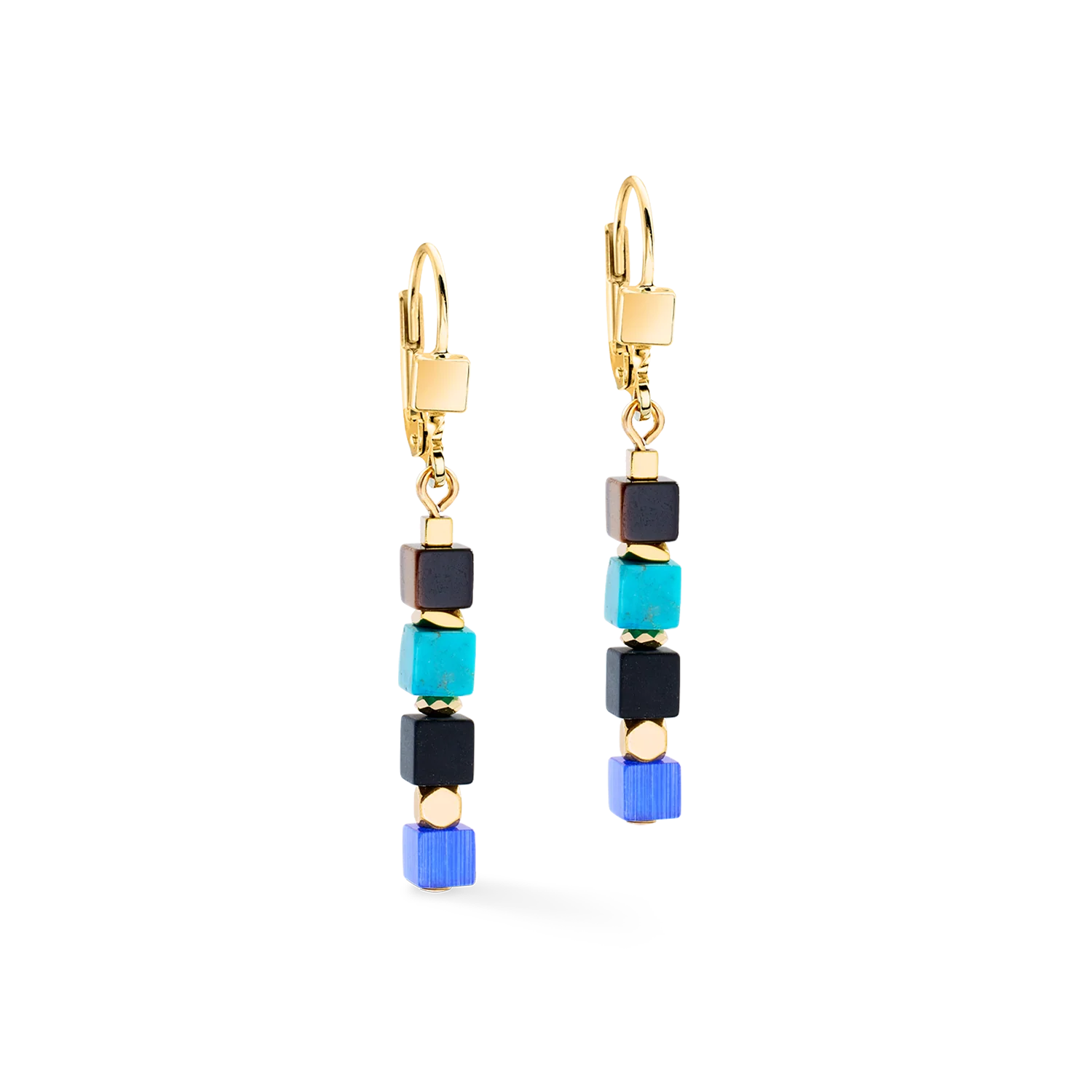 Earrings Cube Mosaic Lagoon gold - Image 2