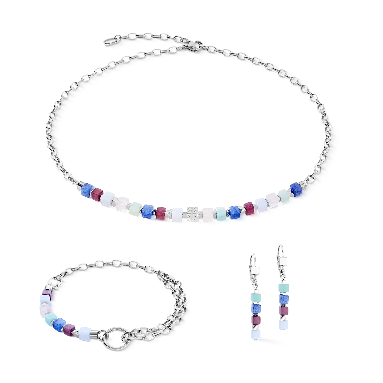Earrings Cube Mosaic Lumina silver - Image 3