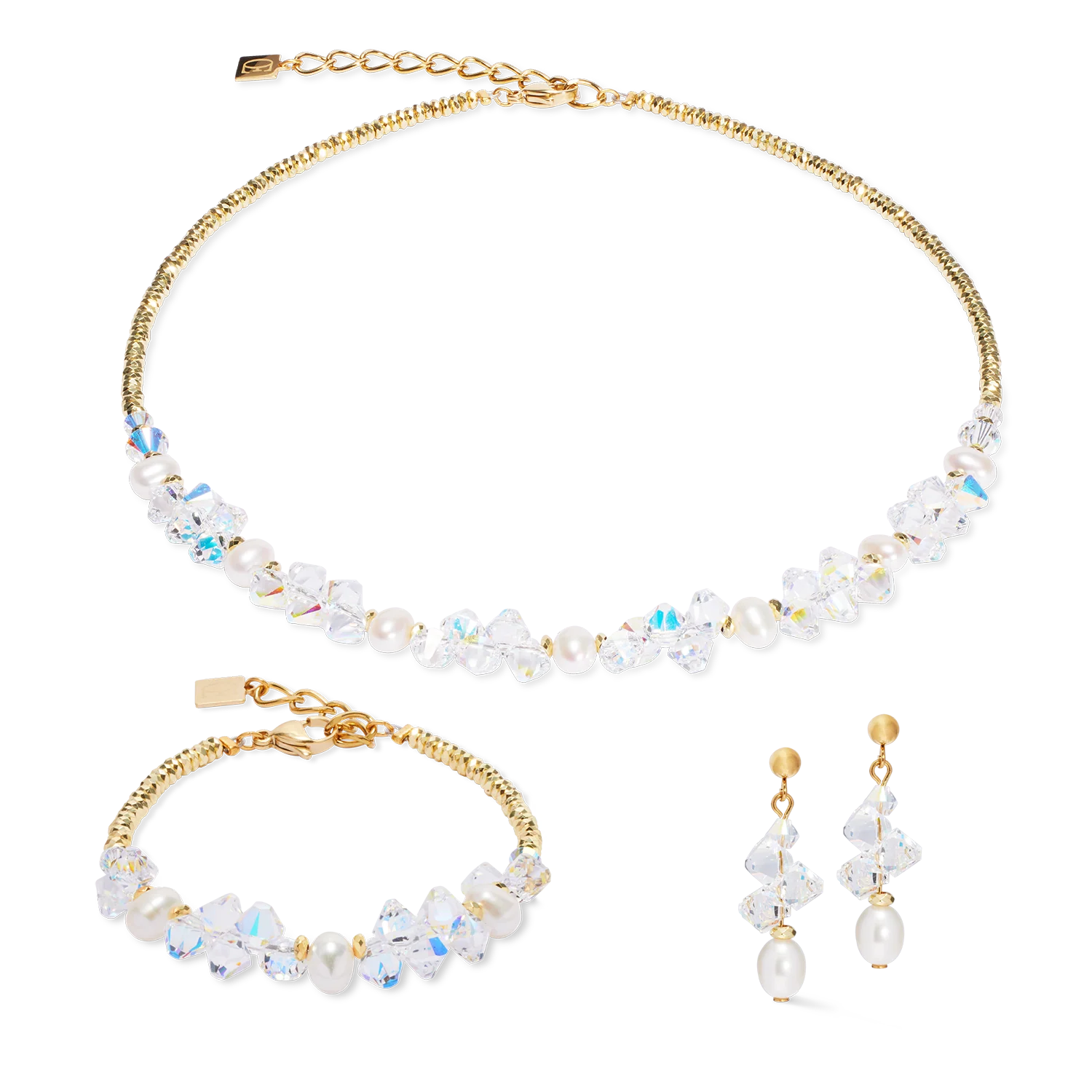 Earrings Dancing Crystals & Pearls gold - Image 3
