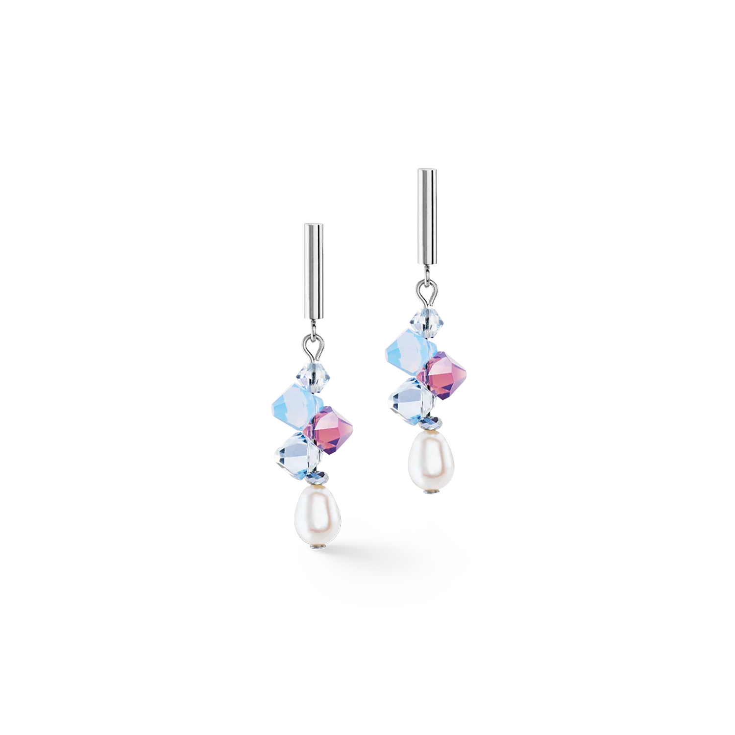 Earrings Dancing Crystals & Pearls lilac-blue